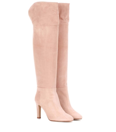 High leather boots pink