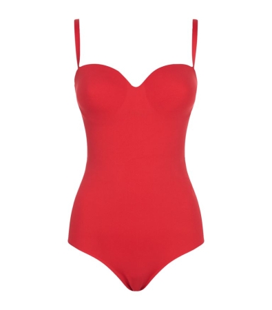 Stylish full swimsuit in red