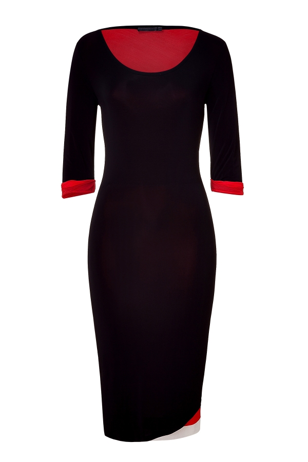 Rochie bicolora negru și roșu