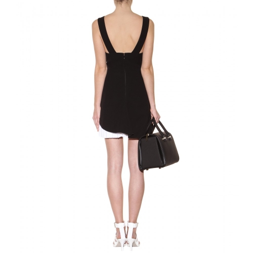 Rochie alb-negru mătase și lână