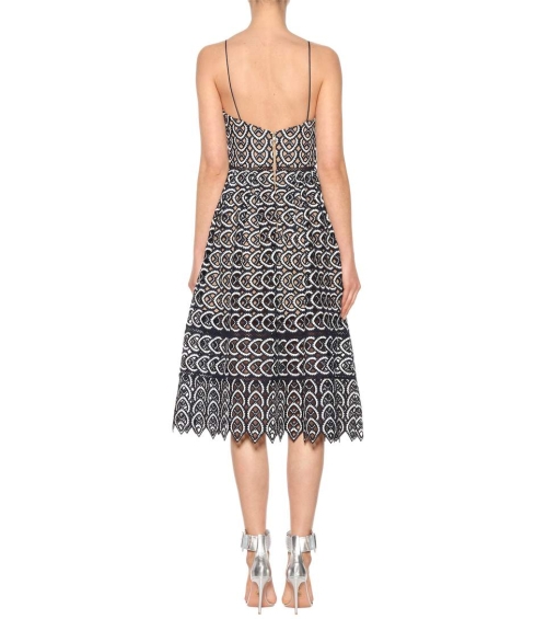 Rochie din dantelă cu bustiera albastru închis și alb