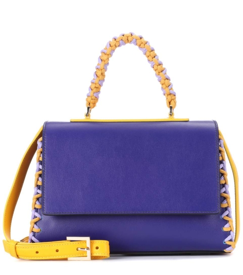 Leather bag purple and yellow